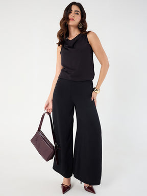 Black Wide Leg Satin Pant