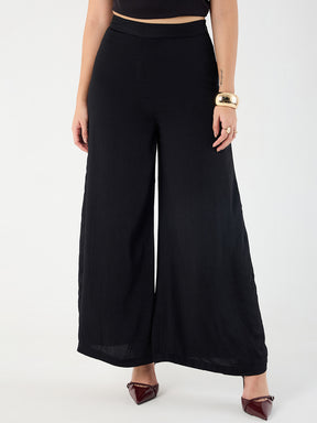 Black Wide Leg Satin Pant