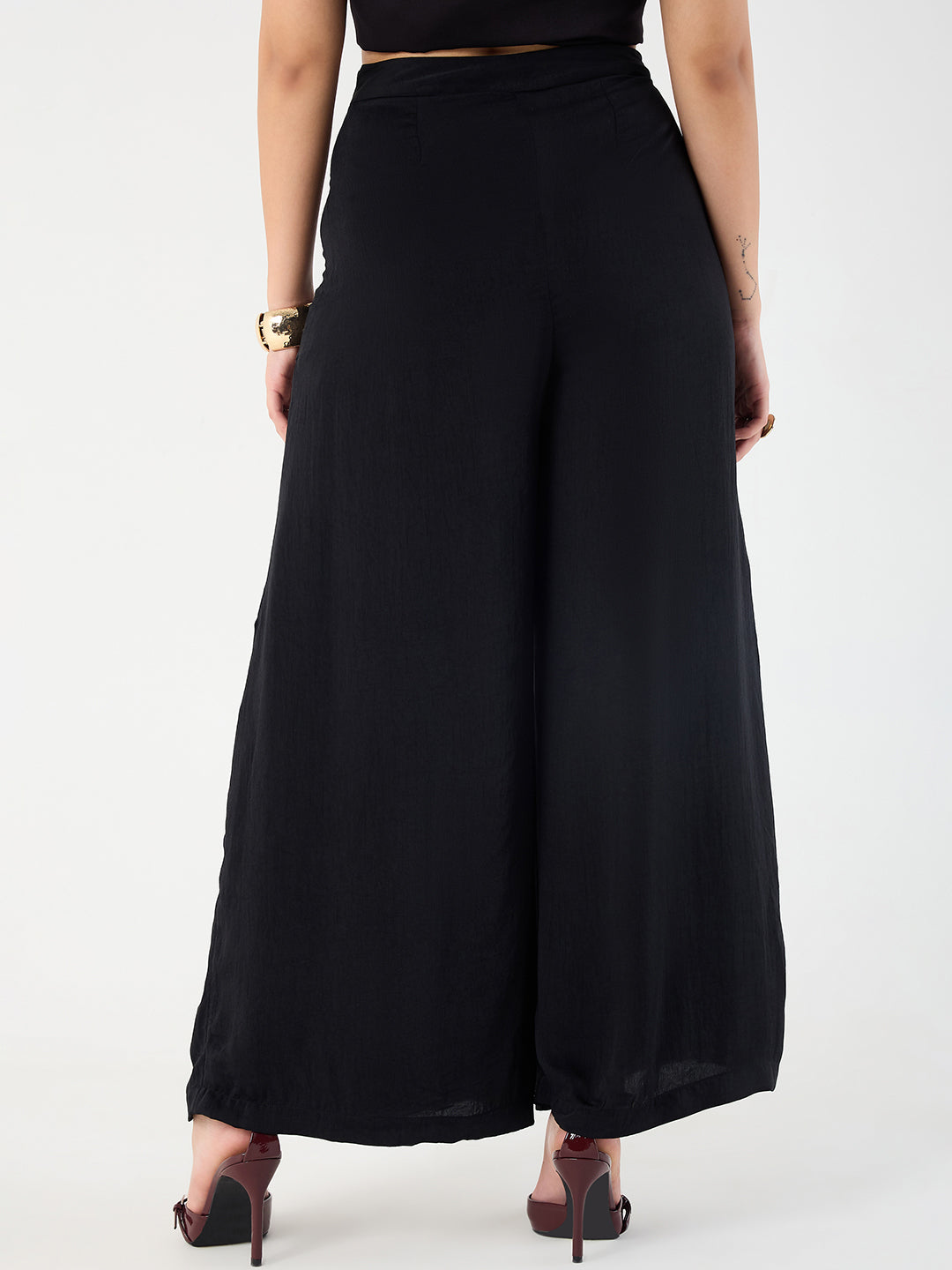 Black Wide Leg Satin Pant