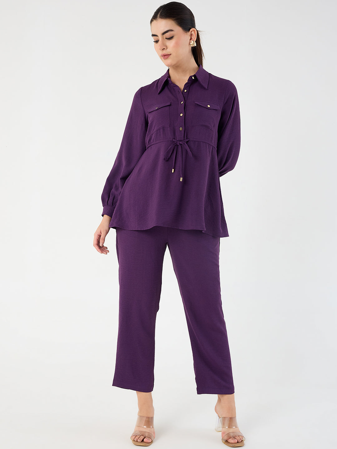 Purple Button Down Co-Ord Set