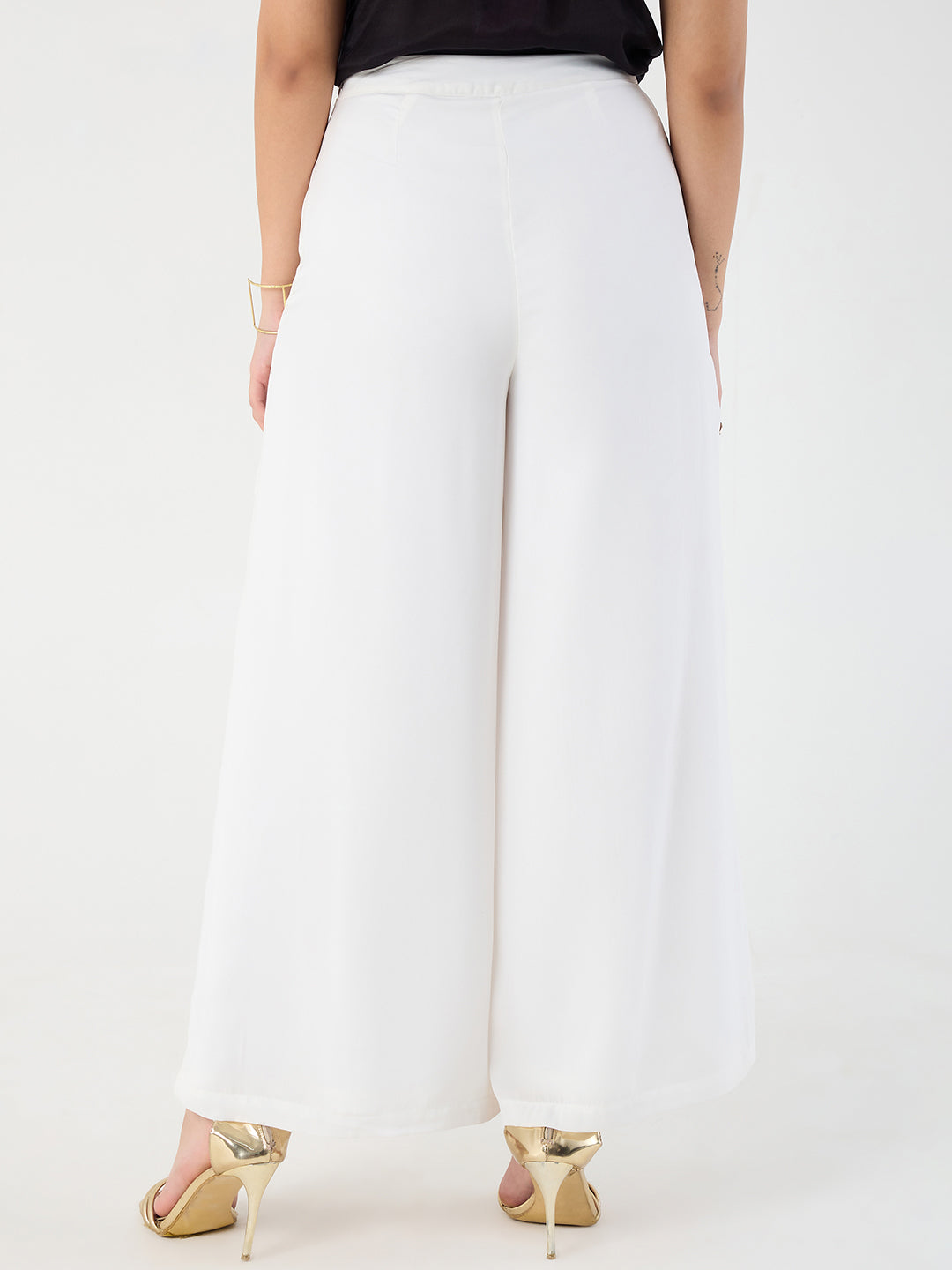 White Wide Leg Satin Pant