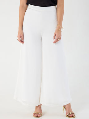 White Wide Leg Satin Pant