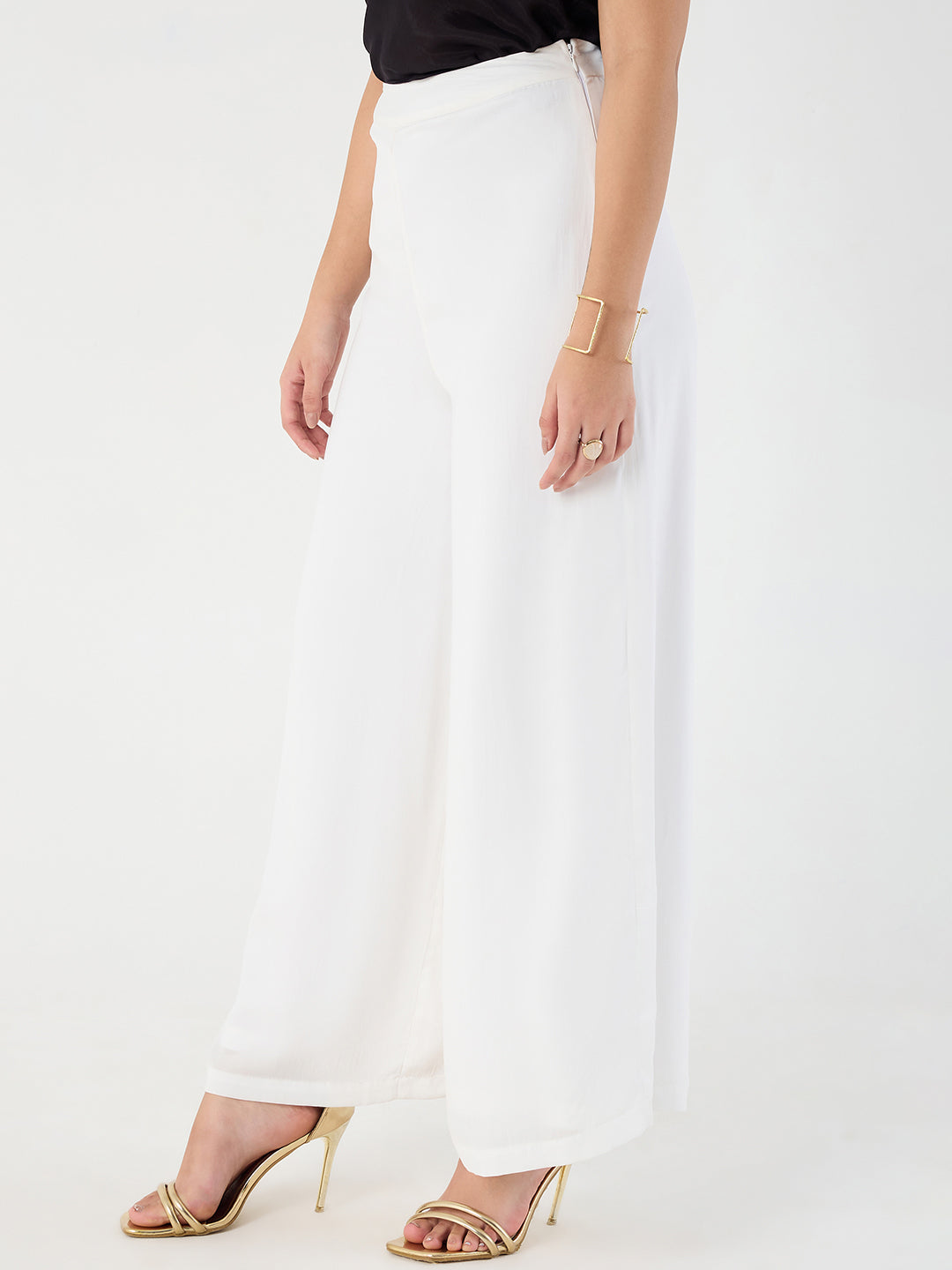 White Wide Leg Satin Pant