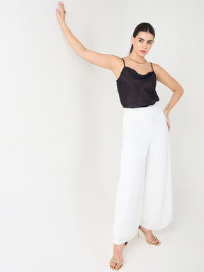 White Wide Leg Satin Pant