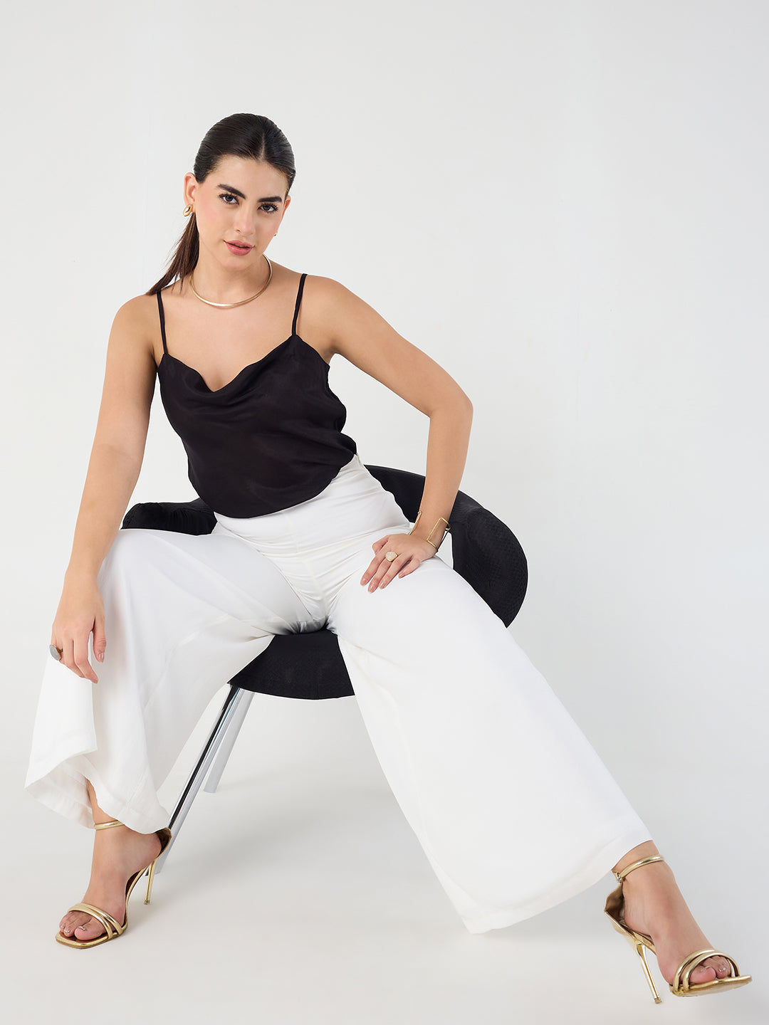 White Wide Leg Satin Pant