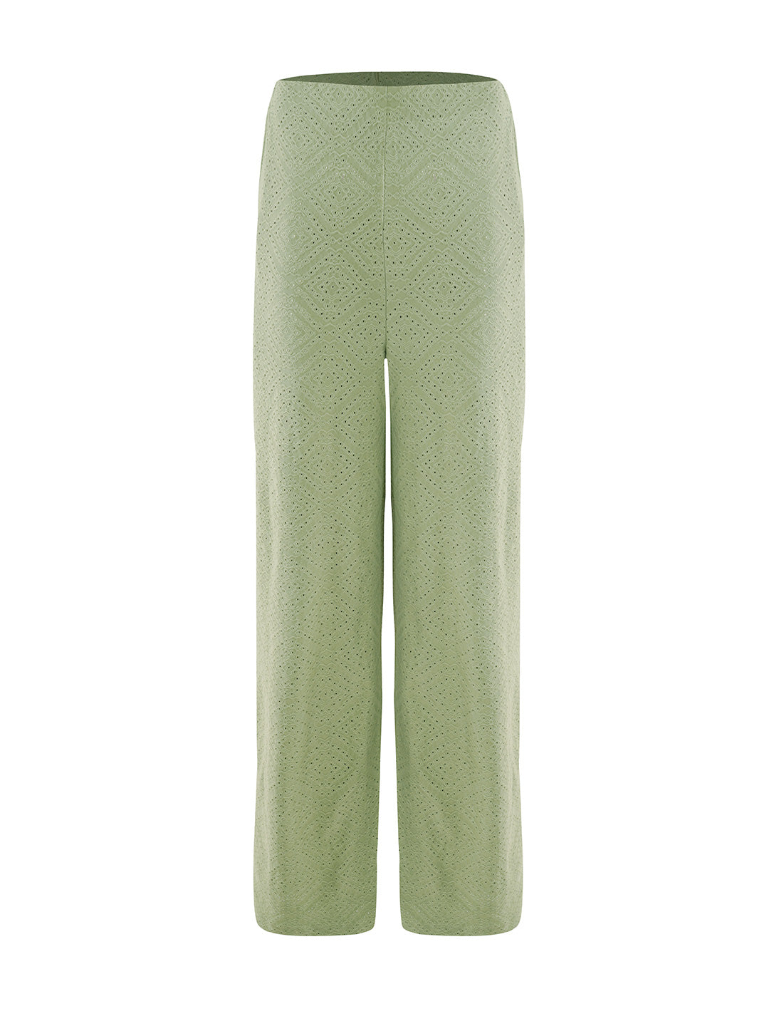 Pista Green Knitted Schiffli Straight Pant