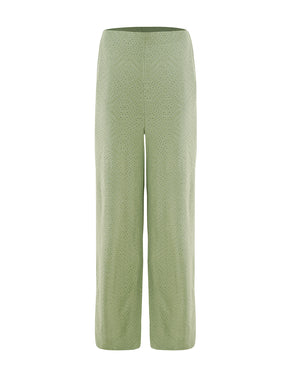 Pista Green Knitted Schiffli Straight Pant