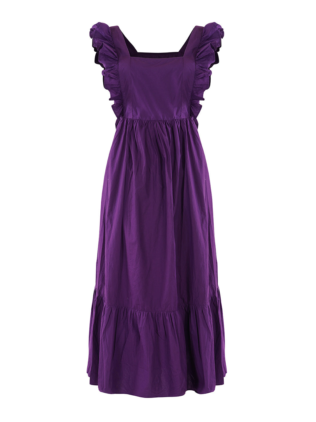 Purple Poplin Back Tie-Up Maxi Dress