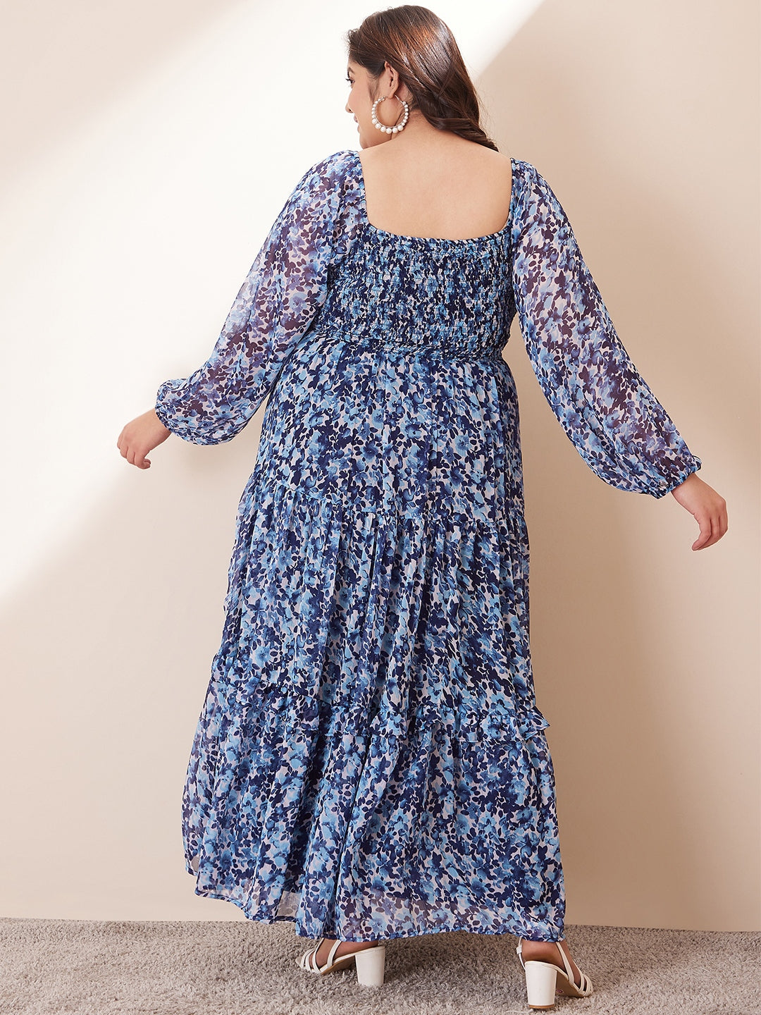 Blue floral maxi outlet dress plus size